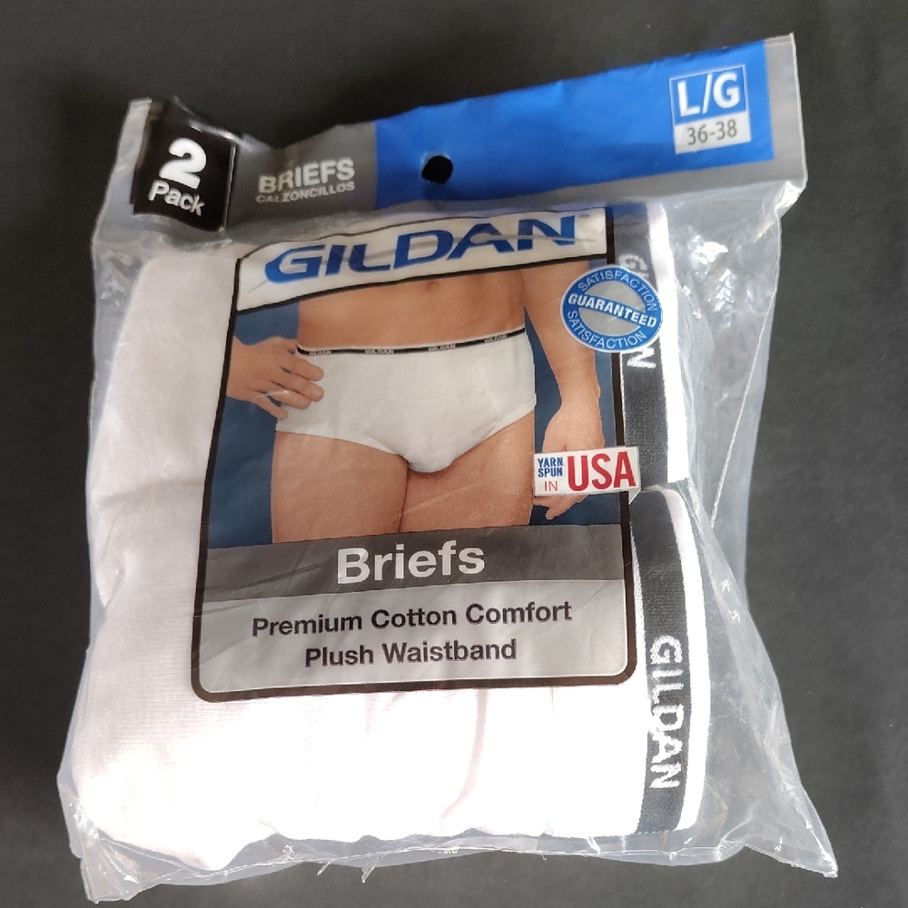 Vintage Gildan Briefs Men's Underwear White Cotton Size L 36-38